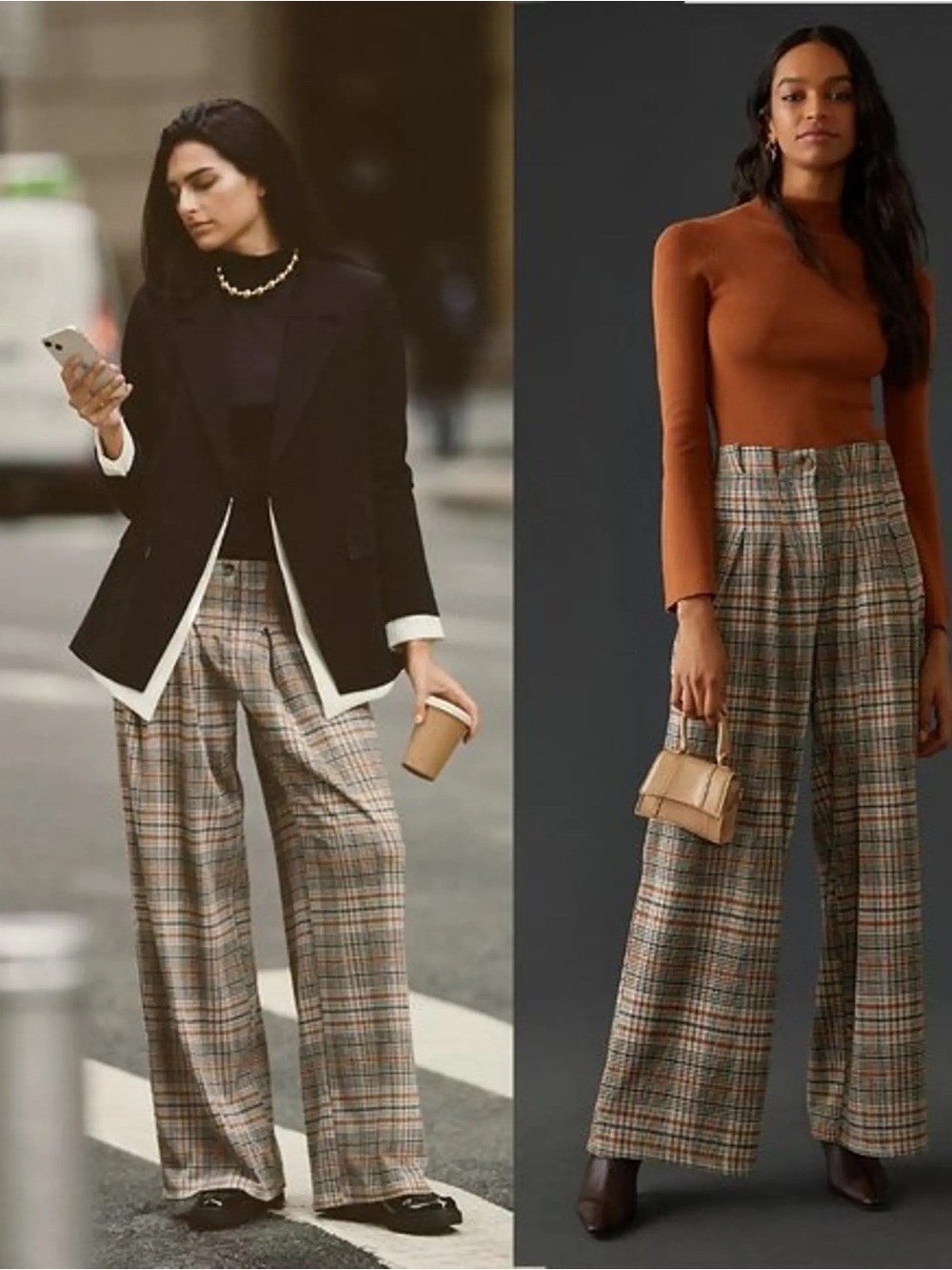 Anthropologie Maeve Wide-Leg Plaid Trousers - Picture 2 of 10